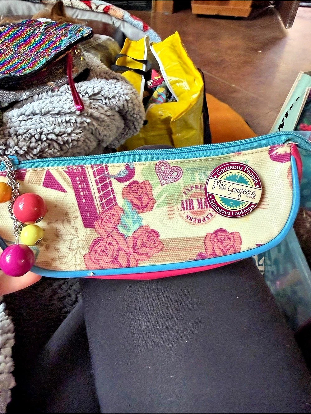 Miss Gorgeous Cosmetic Pouch Floral Pink & Blue
